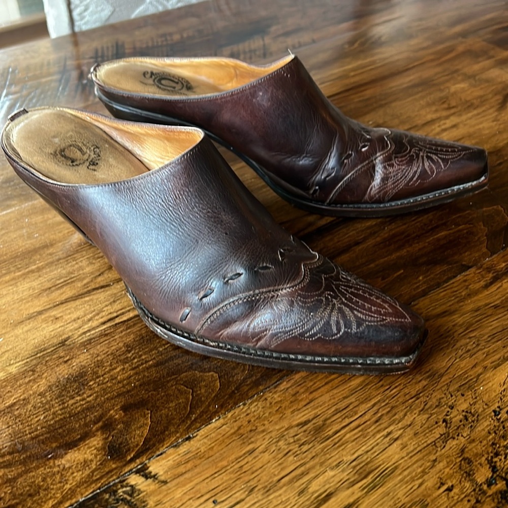 Charlie 1 Horse Brown Leather Women's Mules